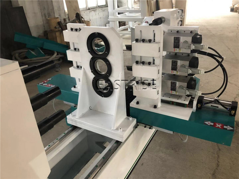 3-Axis Three-Tool Holder CNC Wood Turning Lathe Machine with Horizontal Spindle